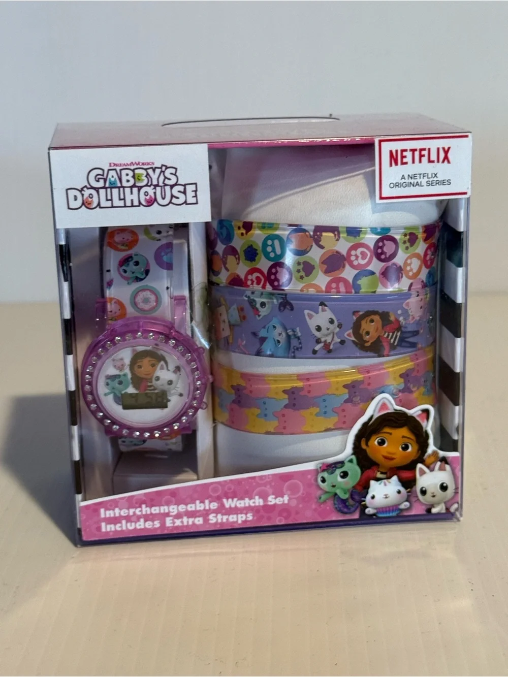 Gabby's Dollhouse Interchangeable Kids Watch Set - Pink, Purple, Multicolor